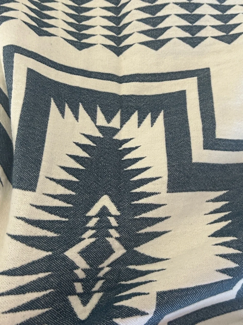 Woven Outdoor Indoor Blanket SxSW TH 2 Side Native Pattern Blue + Natural